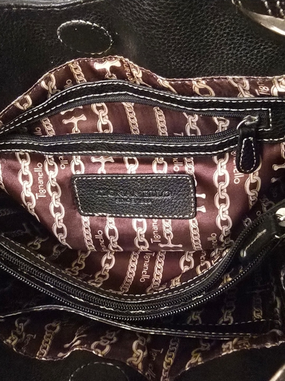 Tignanello Black Leather Shoulder Bag